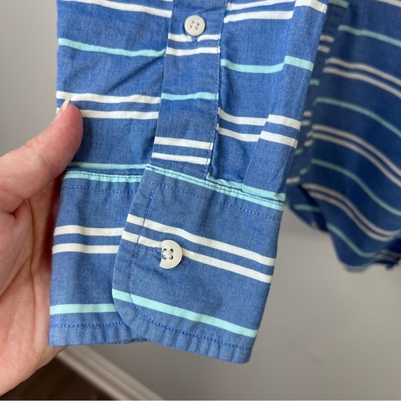 J Crew Factory Mens Size XS Casual Button Down Shirt Blue Stripe Longsleeve - Picture 4 of 8